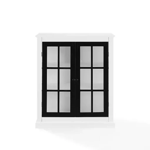 White and Black Windowpane Doors Cabinet
