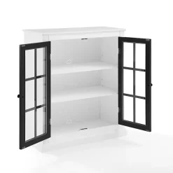 White and Black Windowpane Doors Cabinet