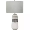 White and Brown Distressed Stripe Table Lamp