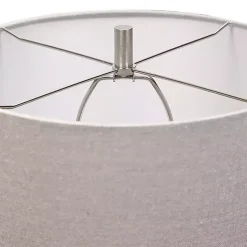 White and Brown Distressed Stripe Table Lamp