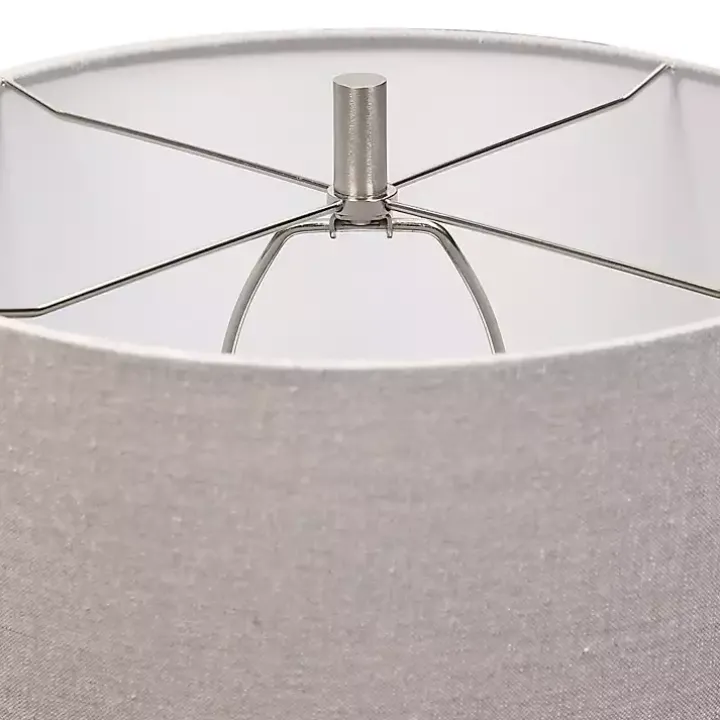 White and Brown Distressed Stripe Table Lamp