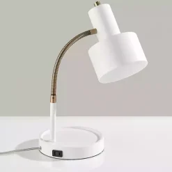 White and Gold Brayden Charging Desk Lamp
