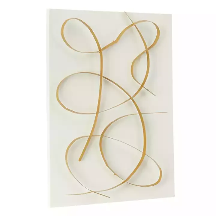 White and Gold Iron Abstract Wave Plaque