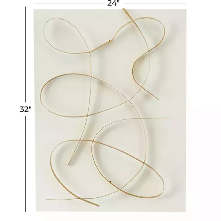 White and Gold Iron Abstract Wave Plaque