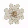 White and Gold Metal Flower Small Wall Plaque