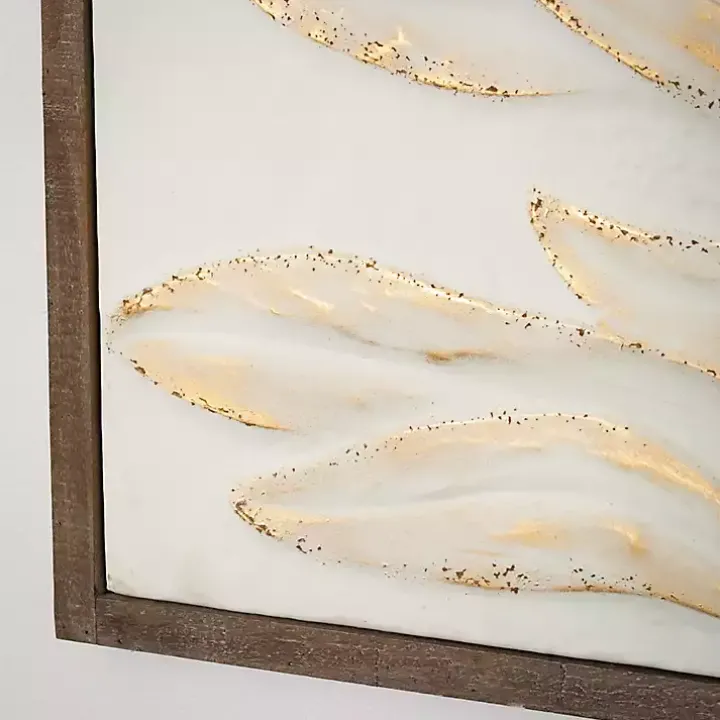 White and Gold Protea Framed Wall Plaque