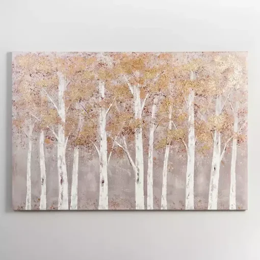 White and Gold Treescape Canvas Art Print
