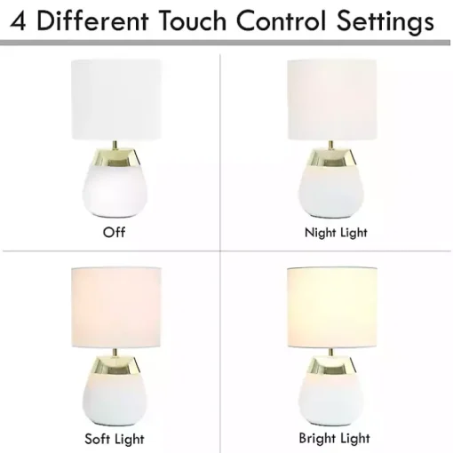 White and Metallic Gold 4-Touch Table Lamp