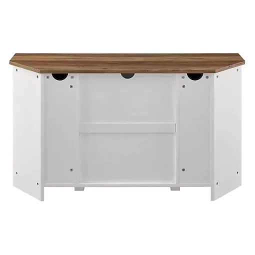 White and Natural Sliding Barn Door TV Stand