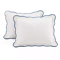 White and Navy Scallop 3-pc. King Quilt Set