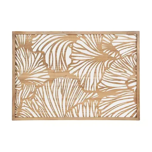 White and Rustic Wood Botanical Wall Plaque