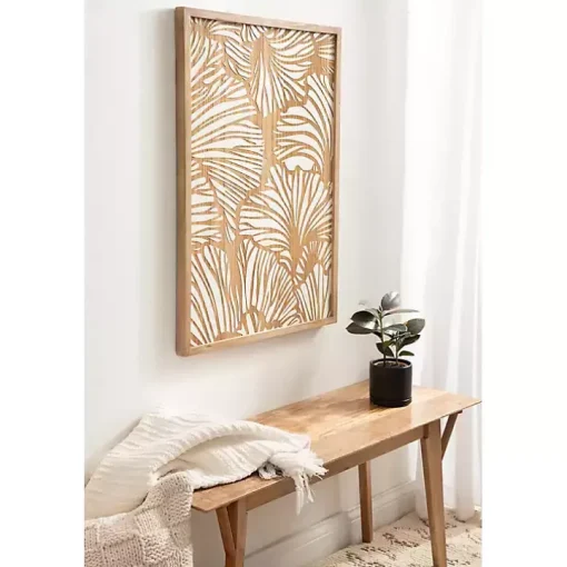 White and Rustic Wood Botanical Wall Plaque