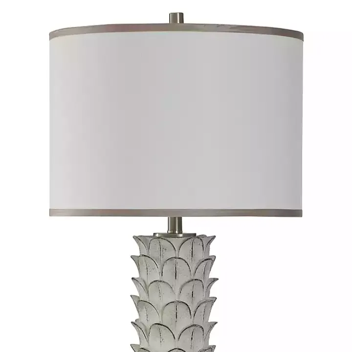 White and Silver Carved Tallulah Buffet Lamp