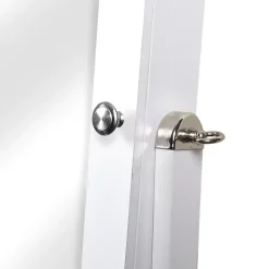 White and Silver Wood Mirror Armoire