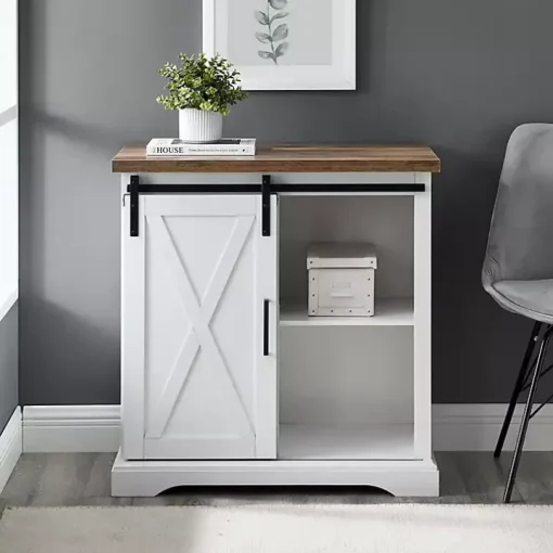 White Barn Door Cabinet
