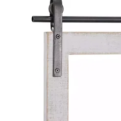 White Barn Door Mirror with Shelf