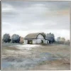 White Barn in Pasture Framed Canvas Art Print