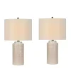 White Basket Weave Ceramic Table Lamps, Set of 2