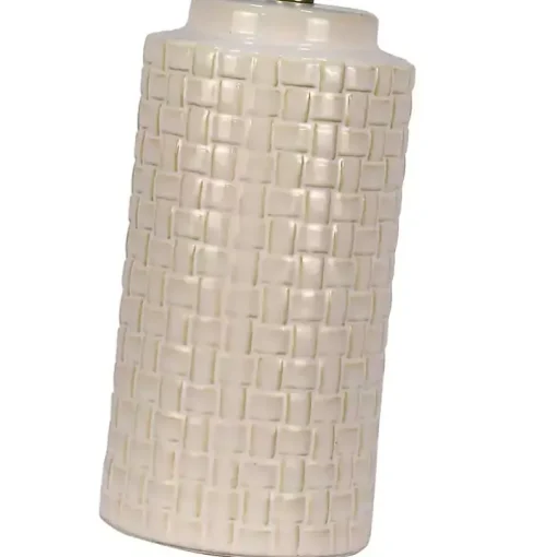 White Basket Weave Ceramic Table Lamps, Set of 2