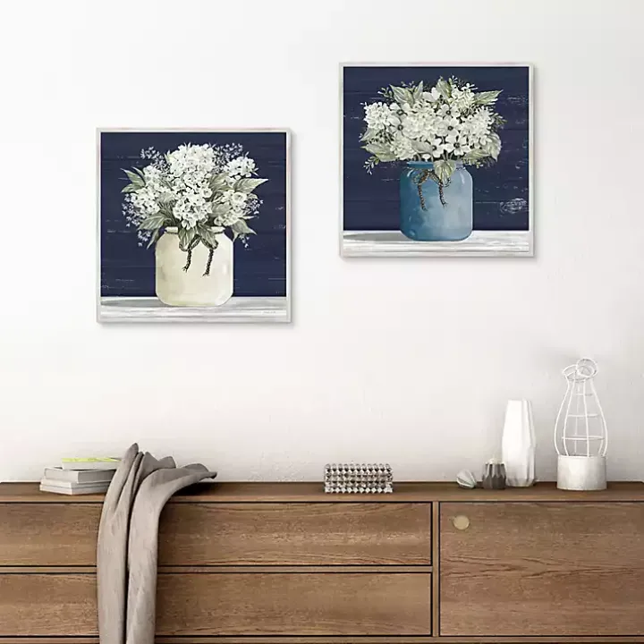 White Blossom Bouquet 2-pc. Framed Wall Art Set