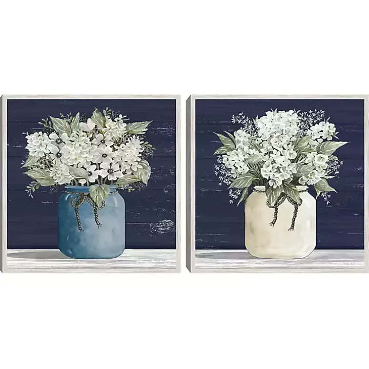 White Blossom Bouquet 2-pc. Framed Wall Art Set