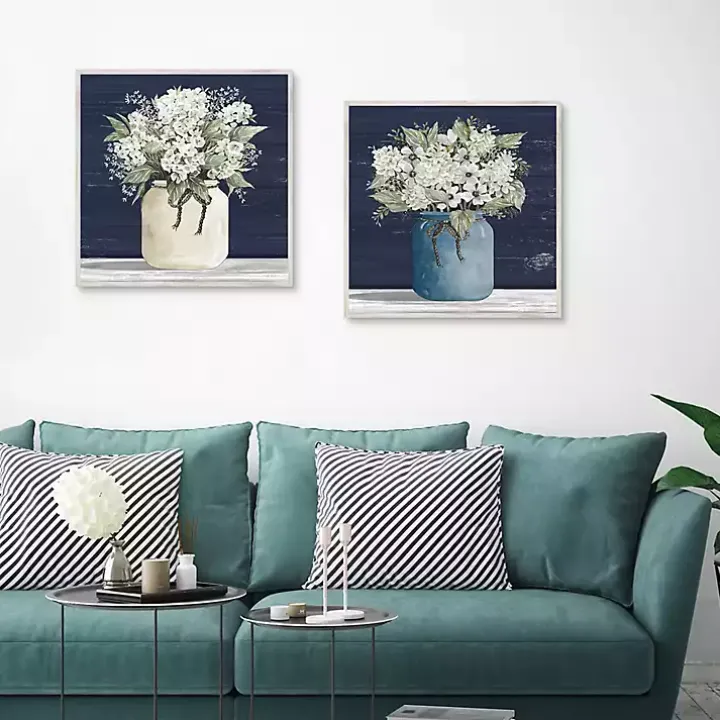 White Blossom Bouquet 2-pc. Framed Wall Art Set