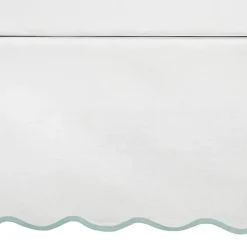 White Blue Scalloped Coastal Queen Bed Skirt