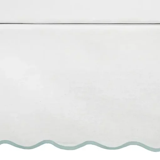 White Blue Scalloped Coastal Queen Bed Skirt