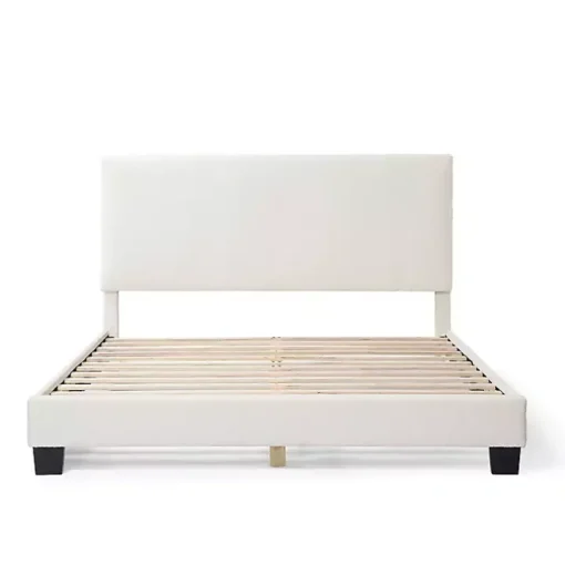 White Boucle Karson Queen Platform Bed