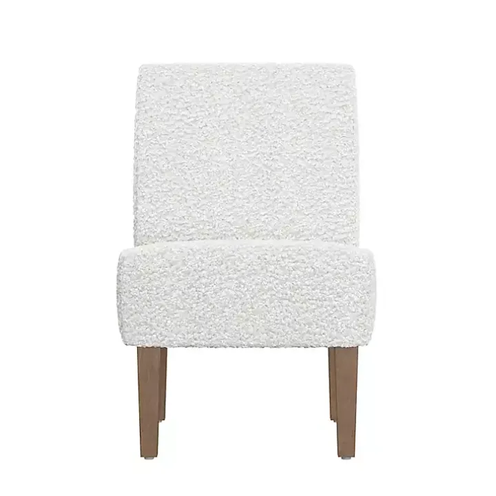 White Boucle Slipper Accent Chair