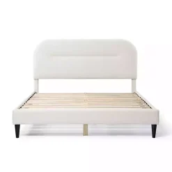White Boucle Upholstered Sara Queen Bed
