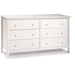 White Brazilian Pine Wood 6-Drawer Dresser