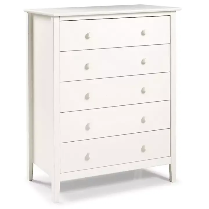 White Brazilian Pine Wood 5-Drawer Chest