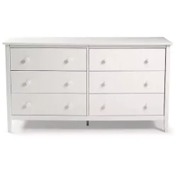 White Brazilian Pine Wood 6-Drawer Dresser