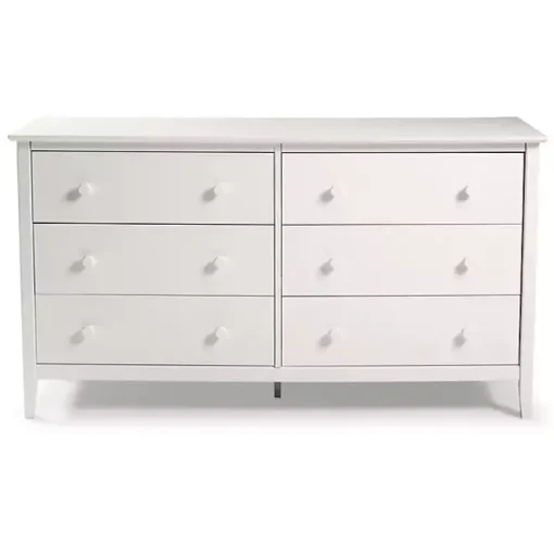 White Brazilian Pine Wood 6-Drawer Dresser