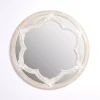 White Carved Petal Wall Mirror
