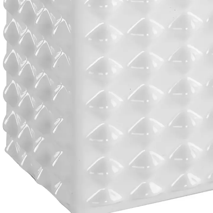 White Ceramic Diamond Textured Table Lamp