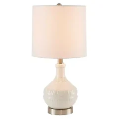White Ceramic Embossed Table Lamp