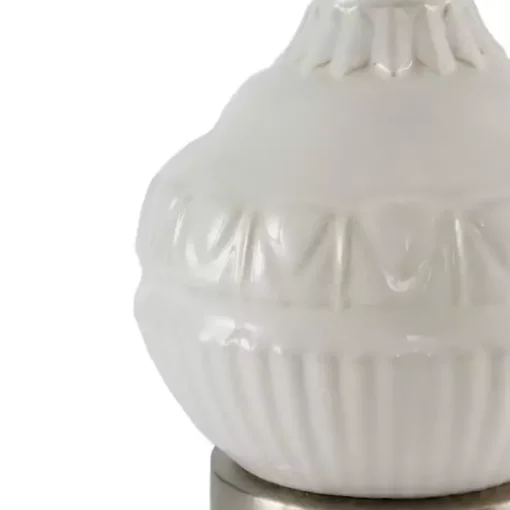 White Ceramic Embossed Table Lamp