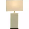White Ceramic Fluted Rectangular Table Lamp