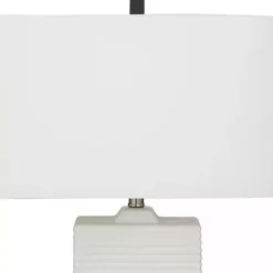 White Ceramic Fluted Rectangular Table Lamp