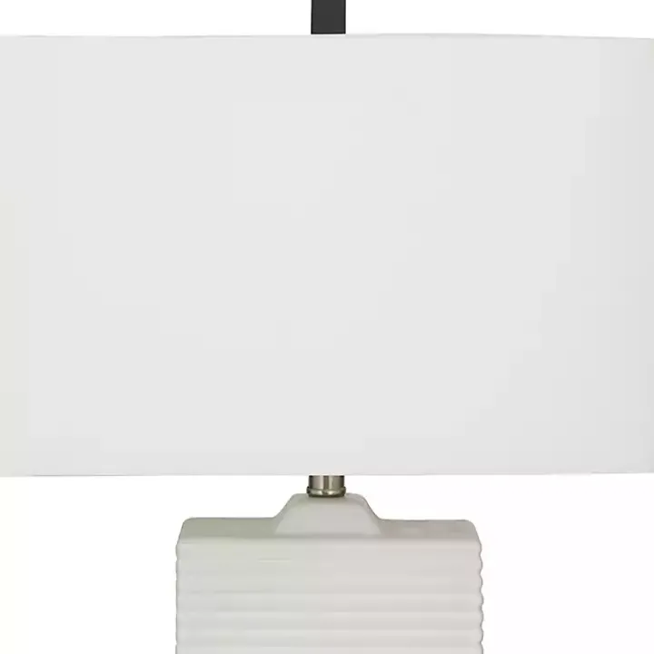 White Ceramic Fluted Rectangular Table Lamp