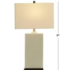White Ceramic Fluted Rectangular Table Lamp