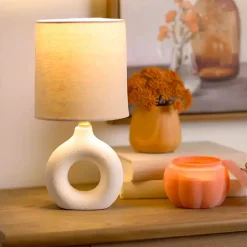 White Ceramic Open Circle Mini Lamp