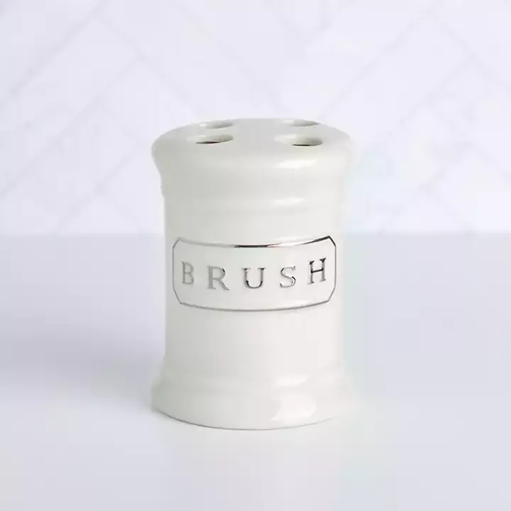 White Ceramic Toothbrush Holder
