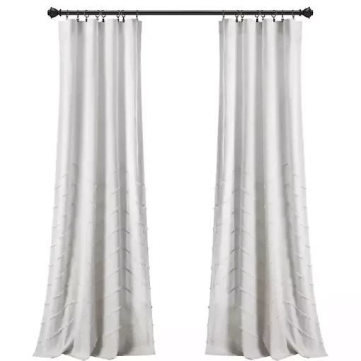 White Chenille Chevron Curtain Panel Set, 84 in.