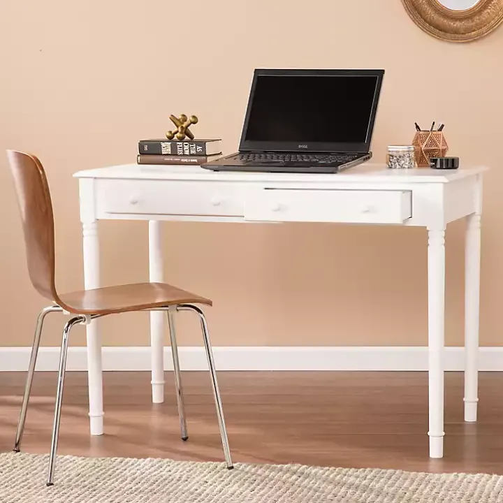White Classic 2-Drawer Wood Desk