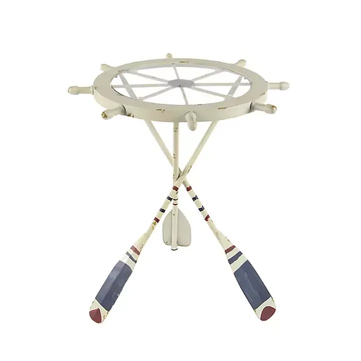 White Coastal Ship Accent Table