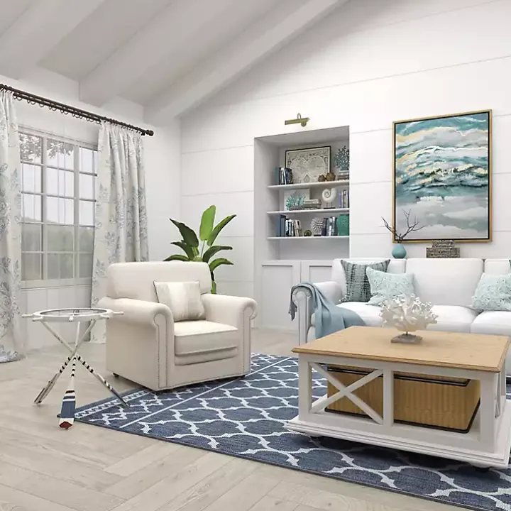 White Coastal Ship Accent Table