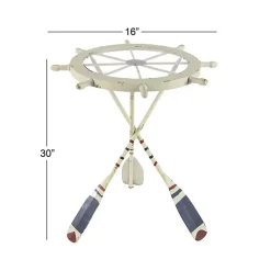 White Coastal Ship Accent Table